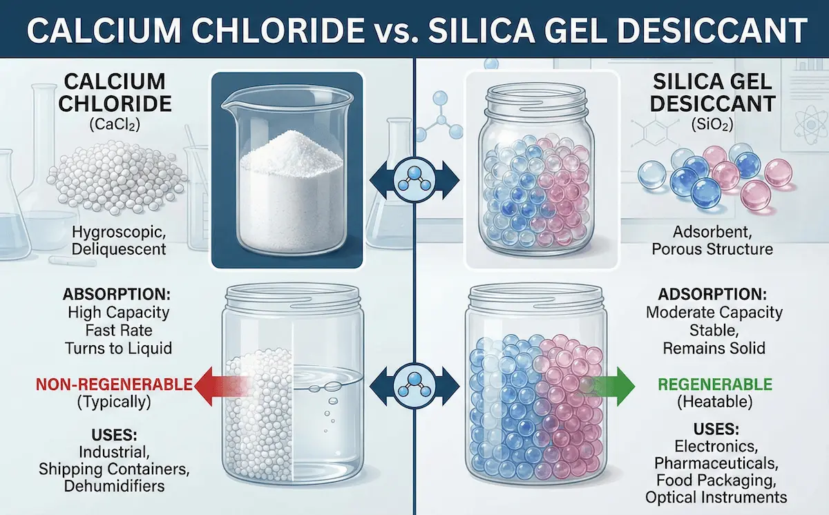 Calcium Chloride vs. Silica Gel Desiccants